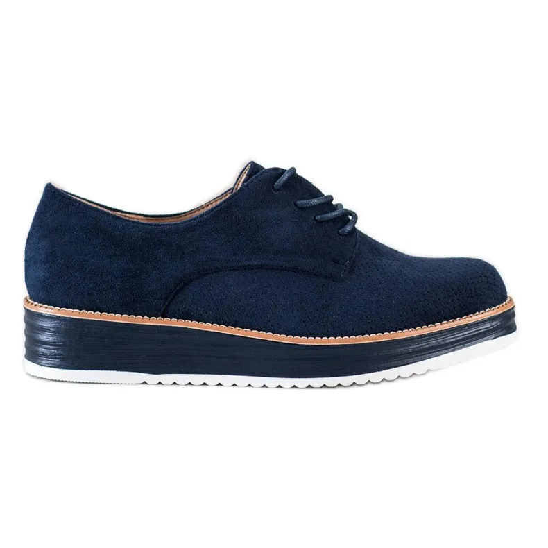 Renda Opengewerkte schoenen op het platform marineblauw blauw