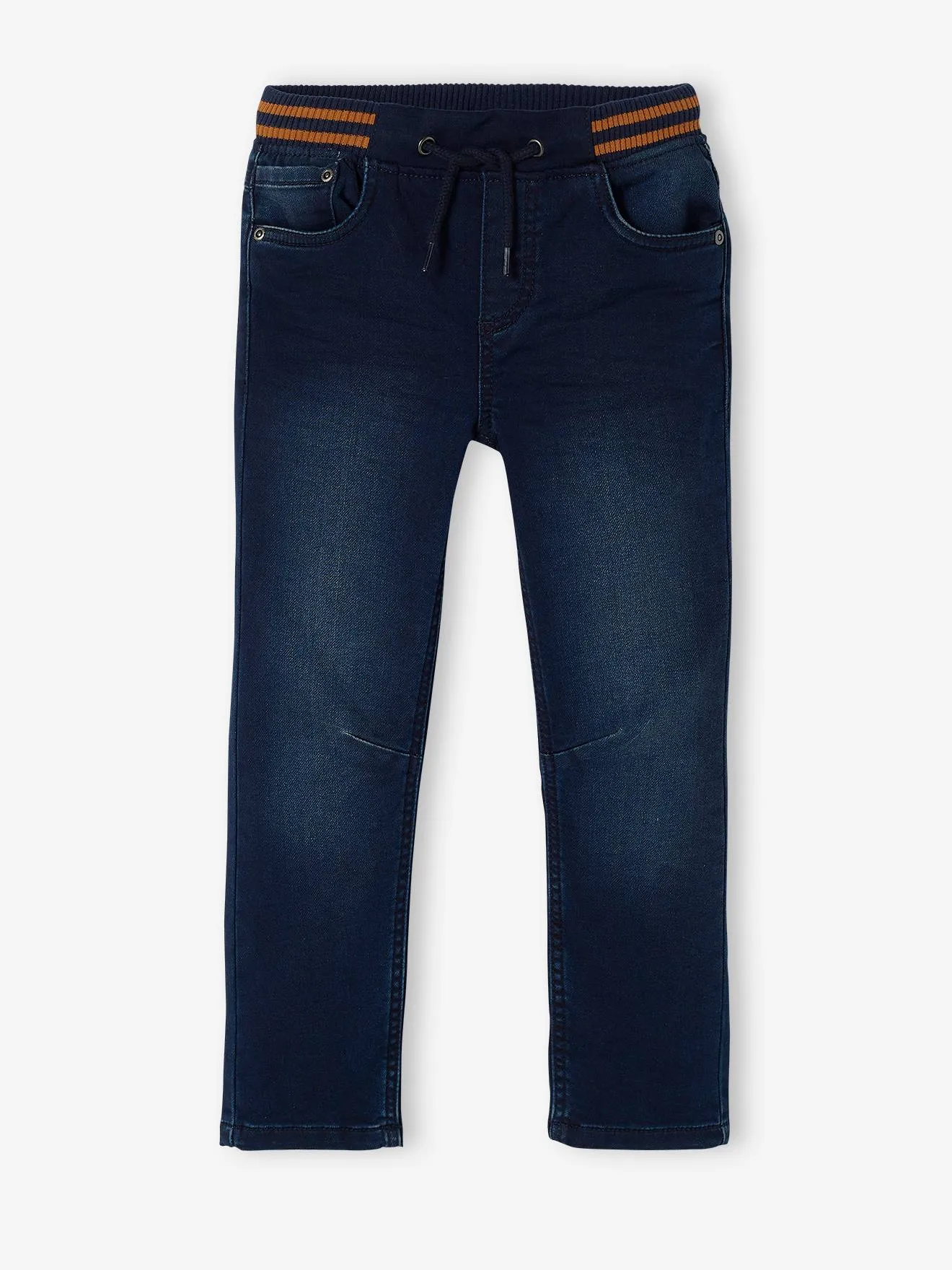 VERTBAUDET  RECHTE FLEECEBROEK JONGENS DENIM LOOK  ZWART DENIM