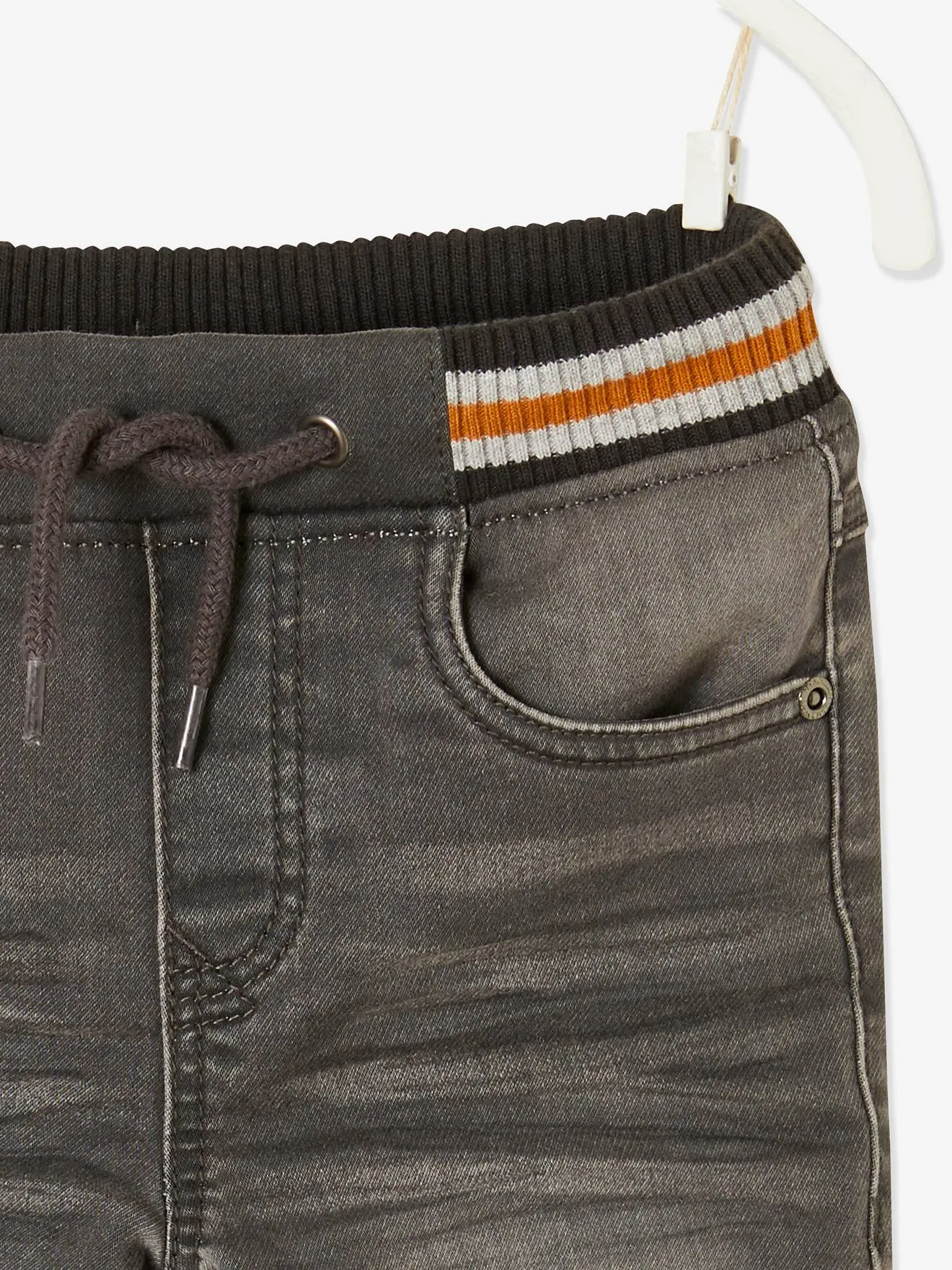 VERTBAUDET  RECHTE FLEECEBROEK JONGENS DENIM LOOK  ZWART DENIM
