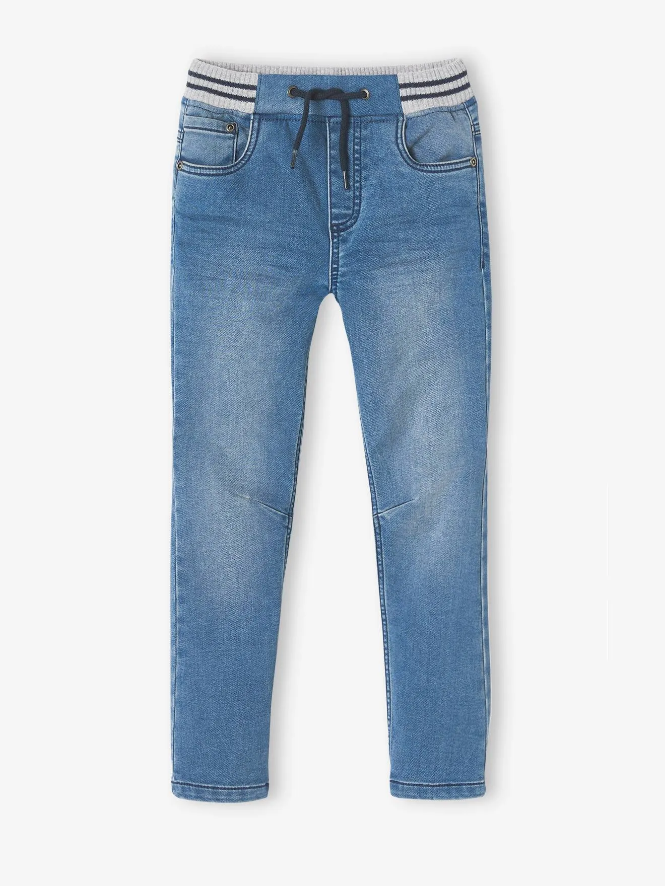 VERTBAUDET  RECHTE FLEECEBROEK JONGENS DENIM LOOK  ZWART DENIM