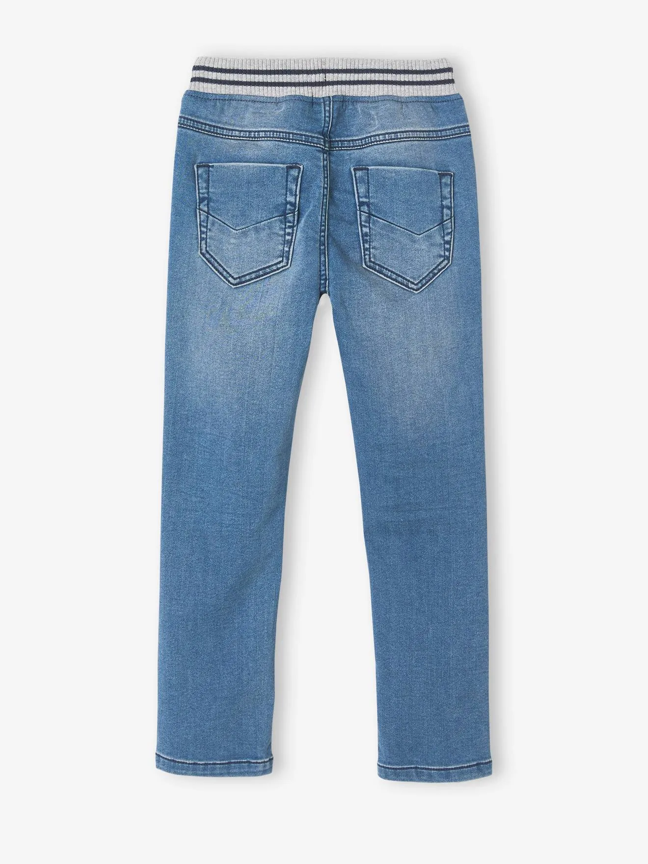VERTBAUDET  RECHTE FLEECEBROEK JONGENS DENIM LOOK  ZWART DENIM