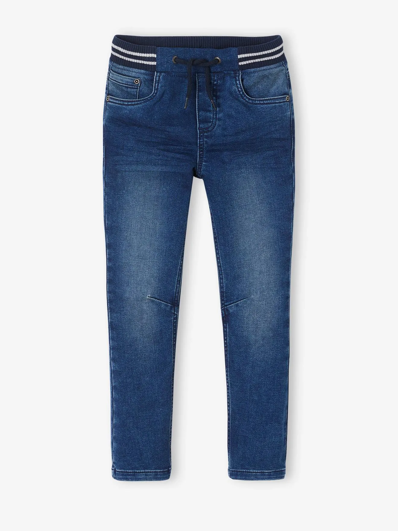 VERTBAUDET  RECHTE FLEECEBROEK JONGENS DENIM LOOK  ZWART DENIM