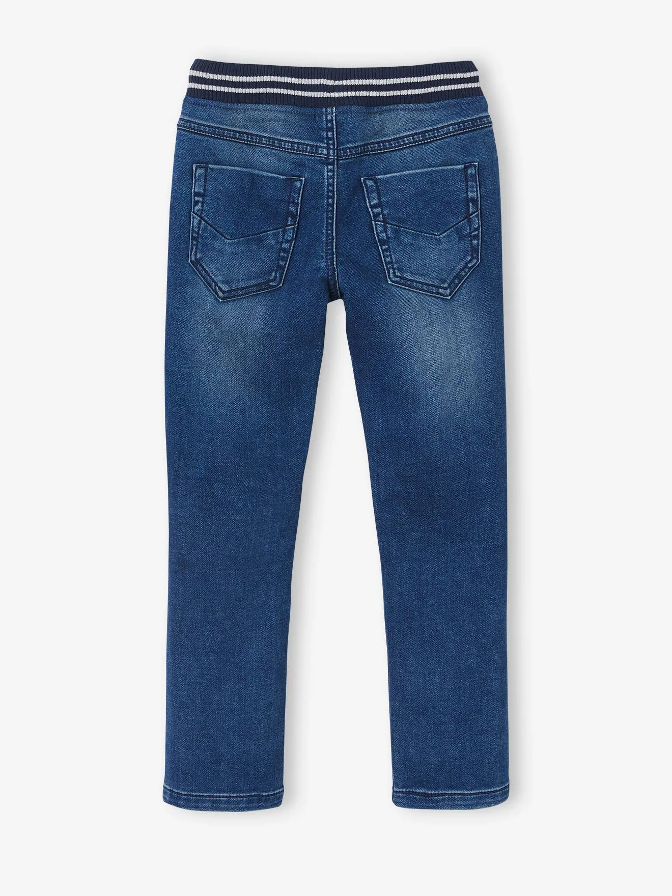 VERTBAUDET  RECHTE FLEECEBROEK JONGENS DENIM LOOK  ZWART DENIM