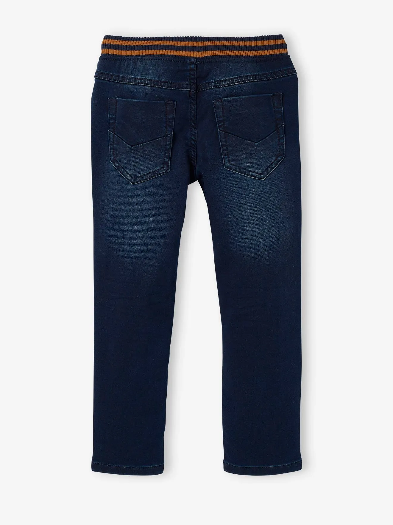 VERTBAUDET  RECHTE FLEECEBROEK JONGENS DENIM LOOK  ZWART DENIM