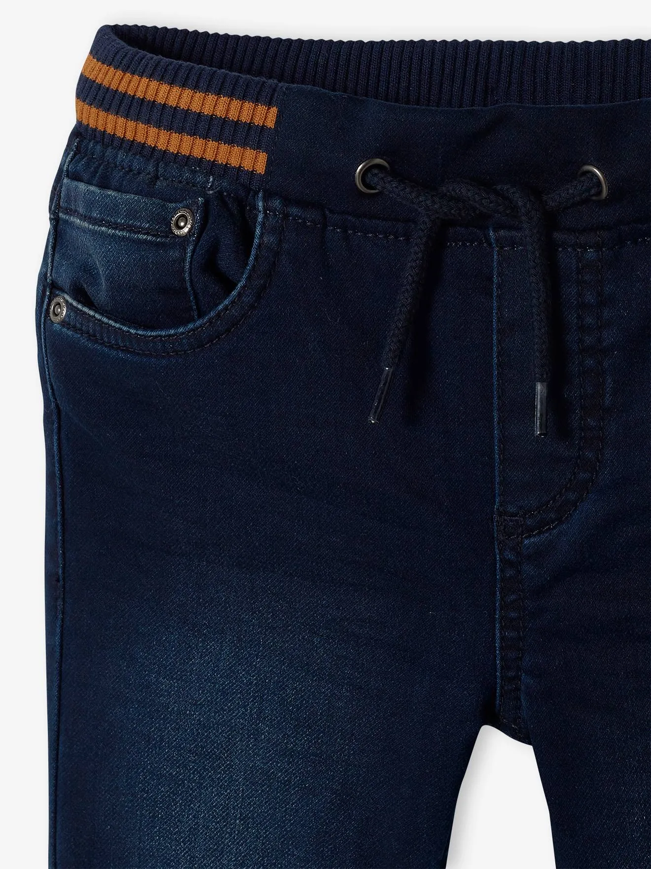 VERTBAUDET  RECHTE FLEECEBROEK JONGENS DENIM LOOK  ZWART DENIM