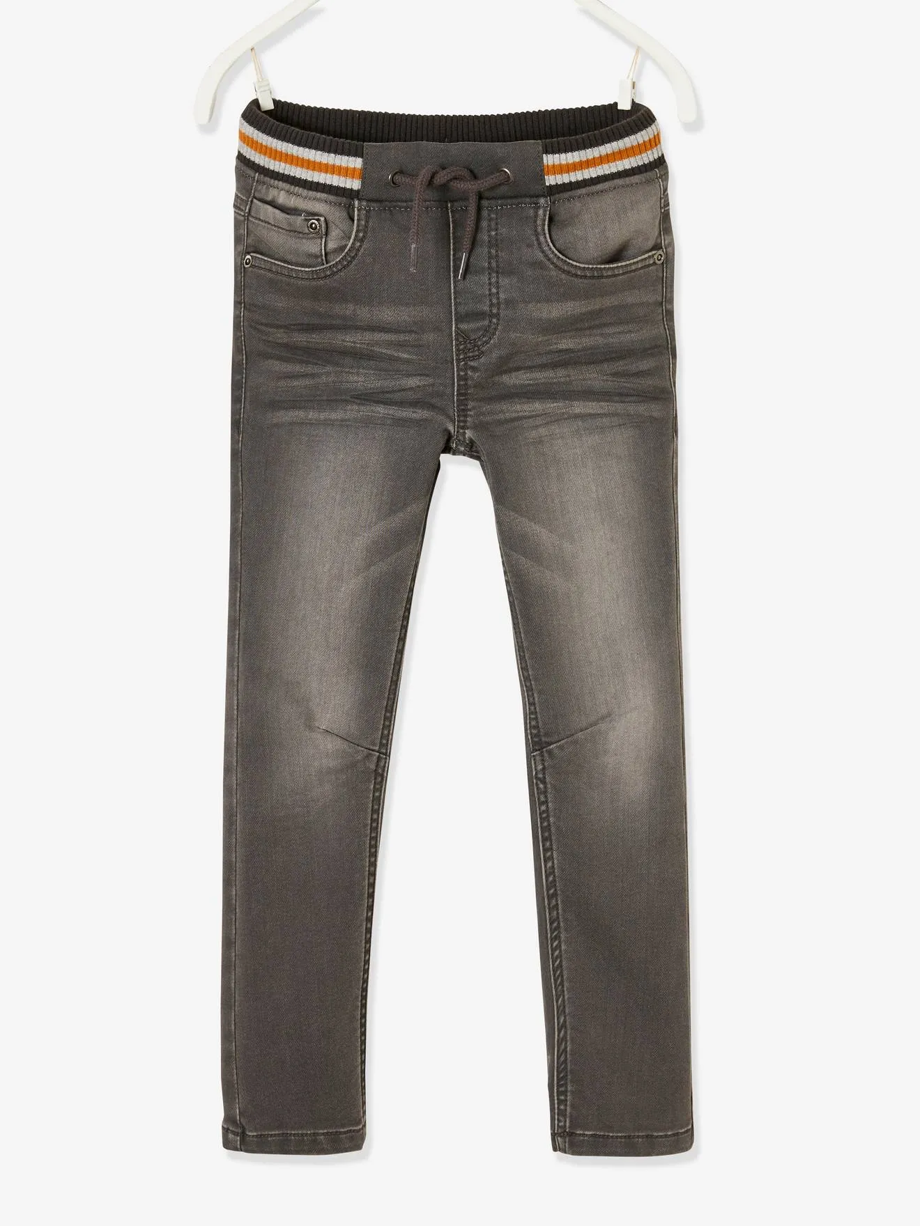 VERTBAUDET  RECHTE FLEECEBROEK JONGENS DENIM LOOK  ZWART DENIM