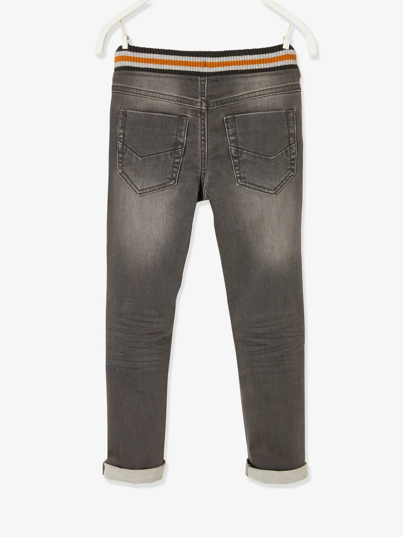 VERTBAUDET  RECHTE FLEECEBROEK JONGENS DENIM LOOK  ZWART DENIM