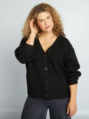 Vest van ribtricot - zwart